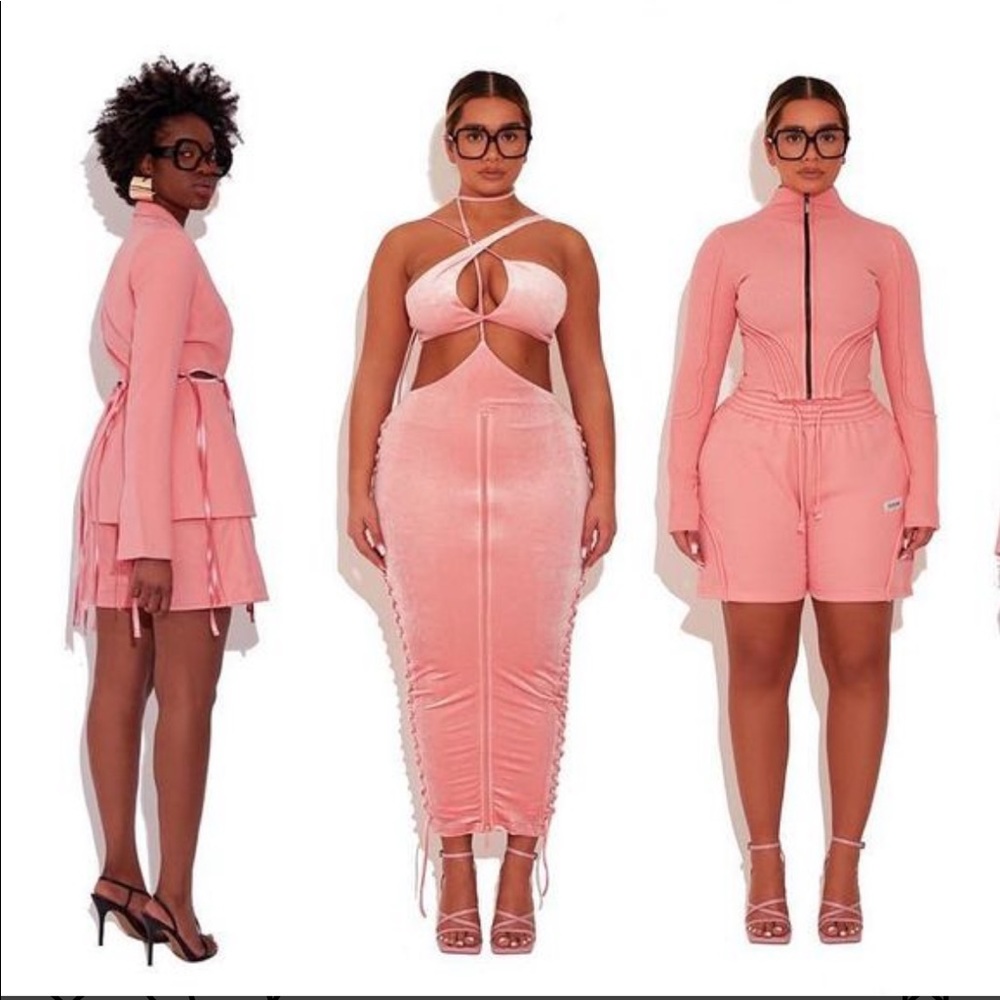 Bbxbrand Flamingo velvet maxi dress